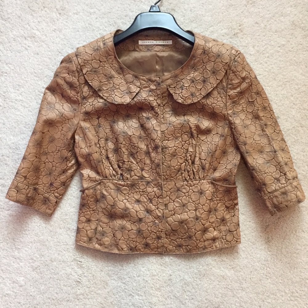 100% lamb leather jacket floral design